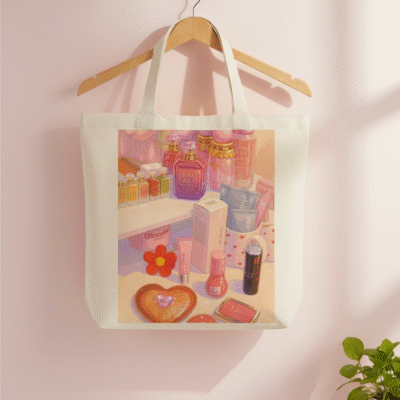 Cotton tote bag with aesthetic print