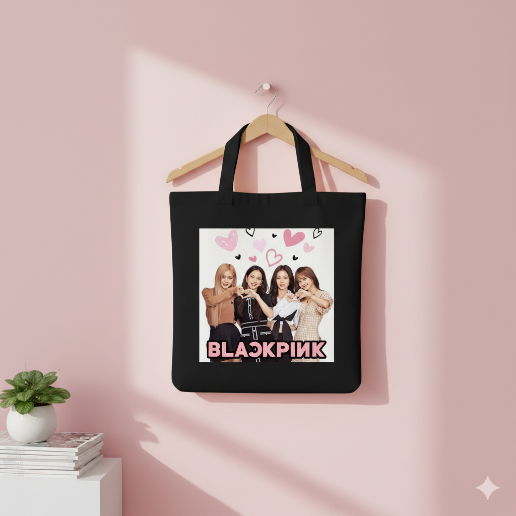 Cotton tote bag with aesthetic print