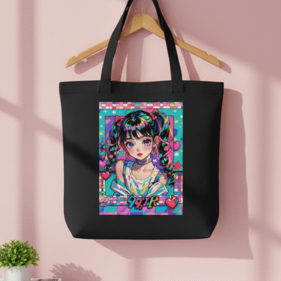 Cotton tote bag with aesthetic print