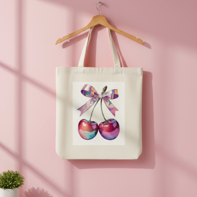 Cotton tote bag with aesthetic print