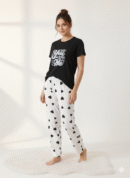 Free size night suit black and white